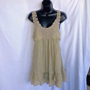 Simply Irresistible women's dress, Khaki GREEN, Lace, Beaded, 17" PTP, 31" L